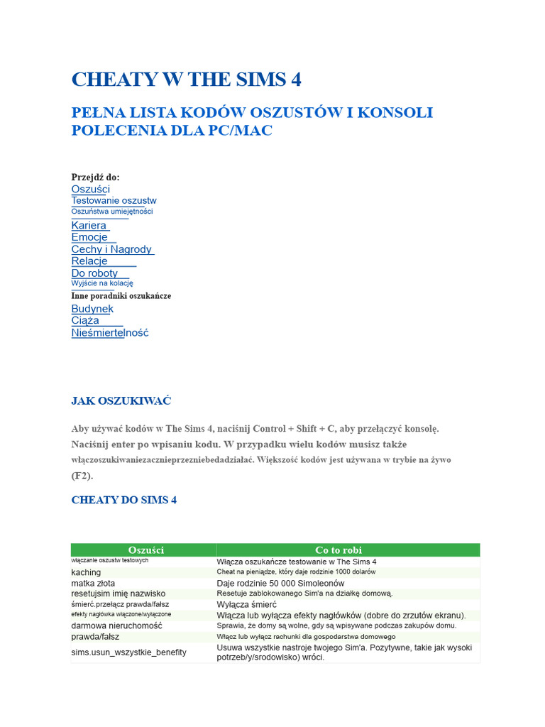 The Sims 4 Cheaty Kopia | PDF