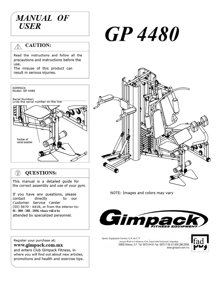 GP 4480 Gym User Manual Guide | PDF | Nut (Hardware) | Screw