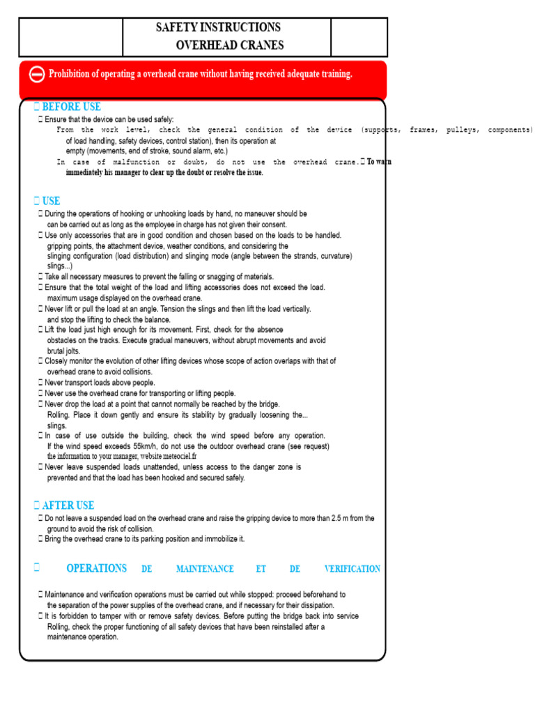 Overhead Crane Safety Guidelines | PDF | Crane (Machine)