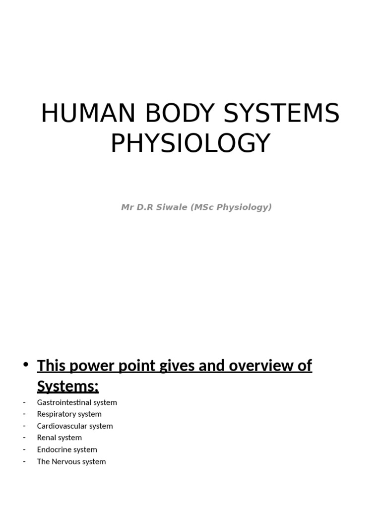 Overview of Human Body Systems | PDF | Respiratory System | Kidney