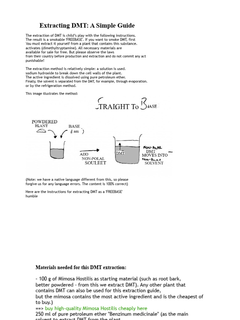 Simple DMT Extraction Guide | PDF | Sodium Hydroxide | Chemistry