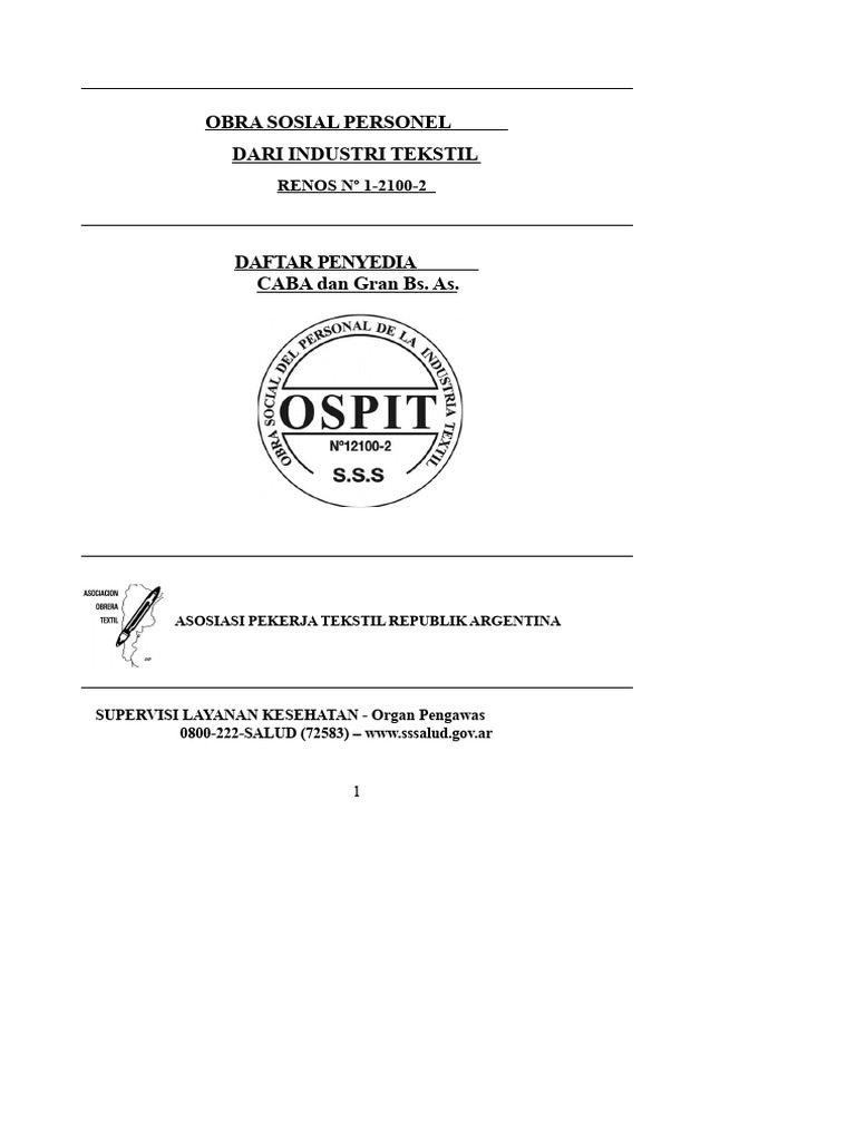 Daftar Penyedia Layanan Kesehatan OSPIT | PDF