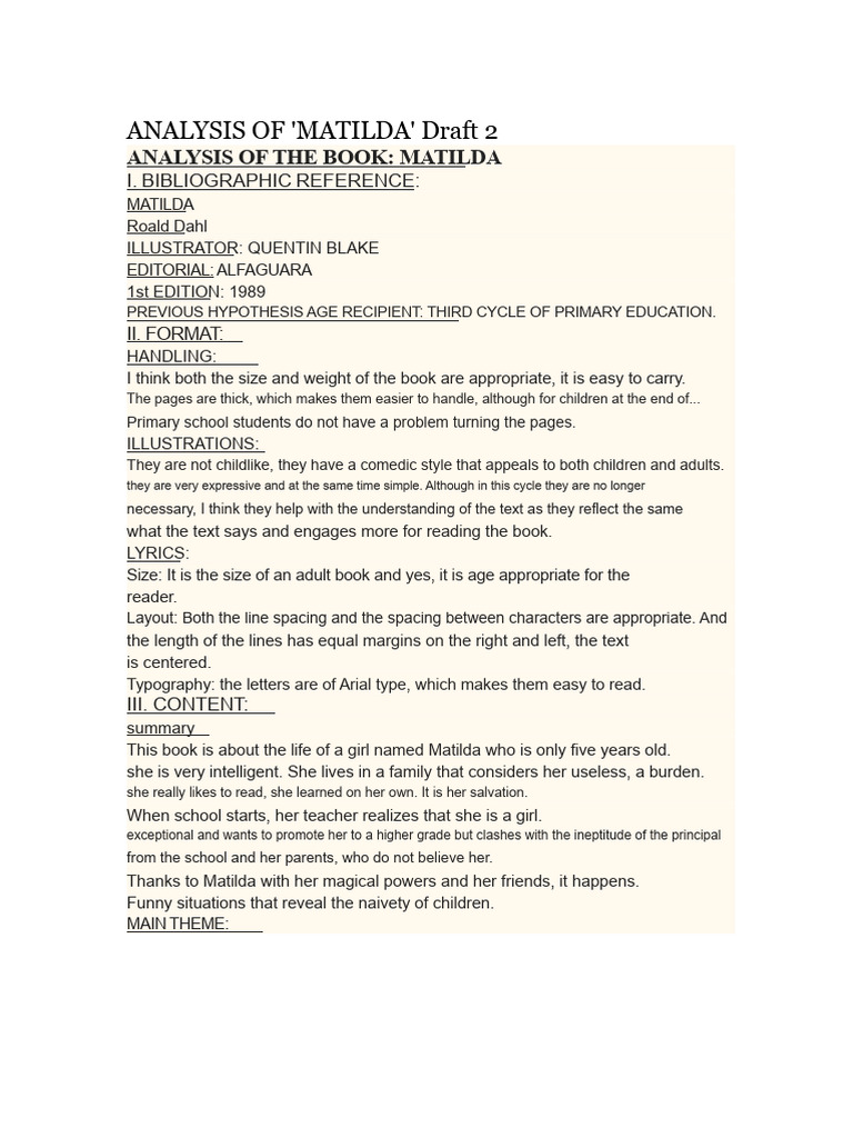 Analysis of Matilda | PDF