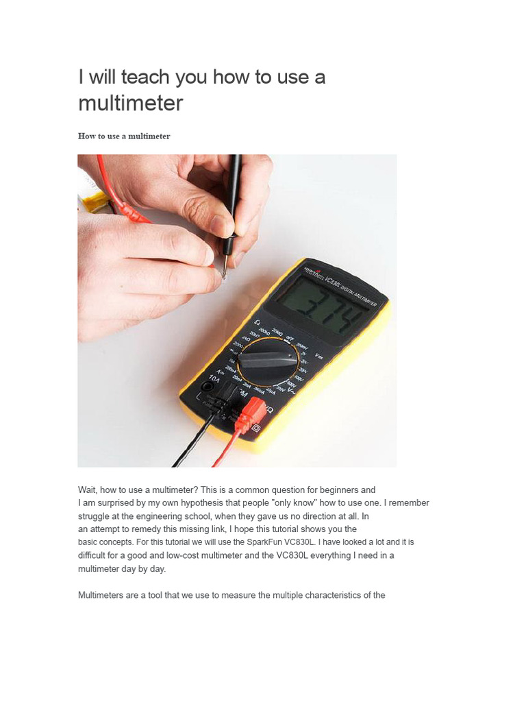 Beginner's Guide to Using a Multimeter | PDF | Diode | Direct Current