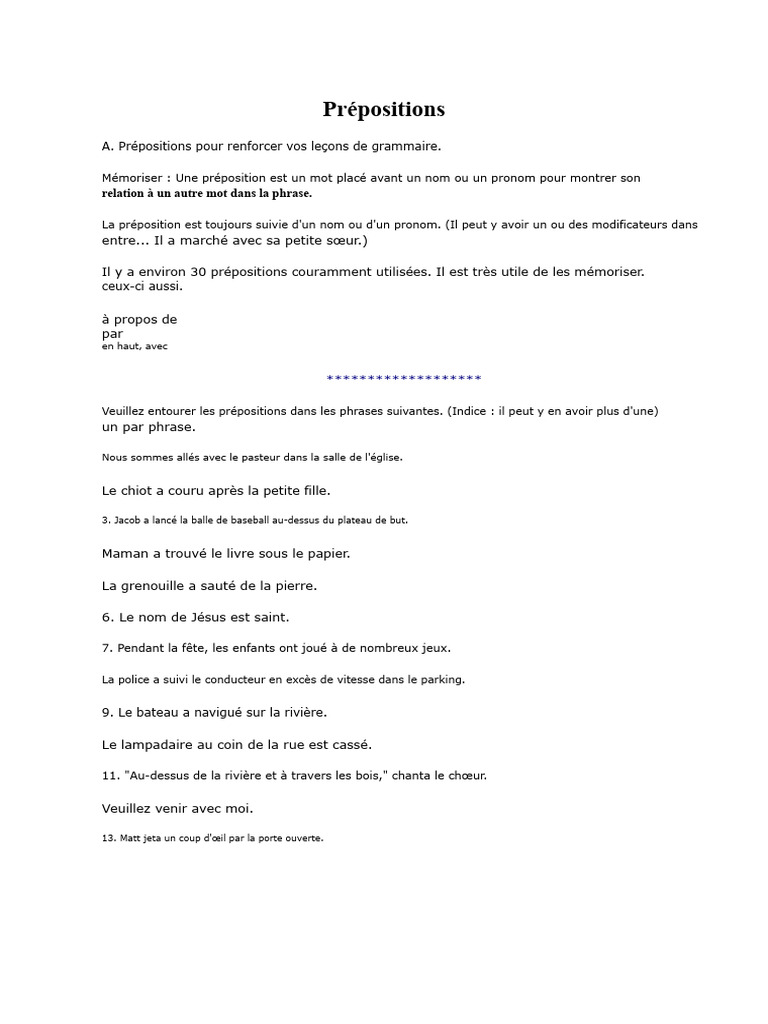 Guide sur les prépositions et conjonctions | PDF | Phrase | Mécanique ...