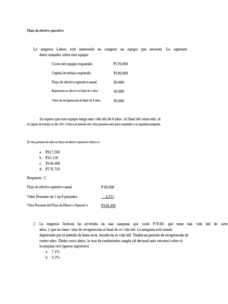 Análisis de Flujos de Efectivo y Rentabilidad | PDF | Depreciación ...