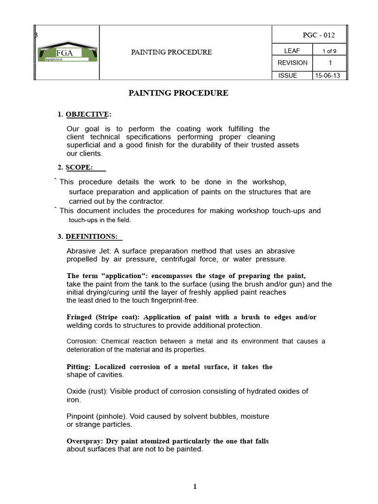 Painting Procedure | PDF | Paint | Corrosion