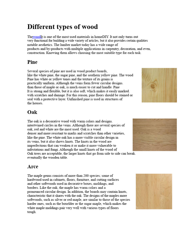 Different Types of Wood | PDF | Wood | Furniture