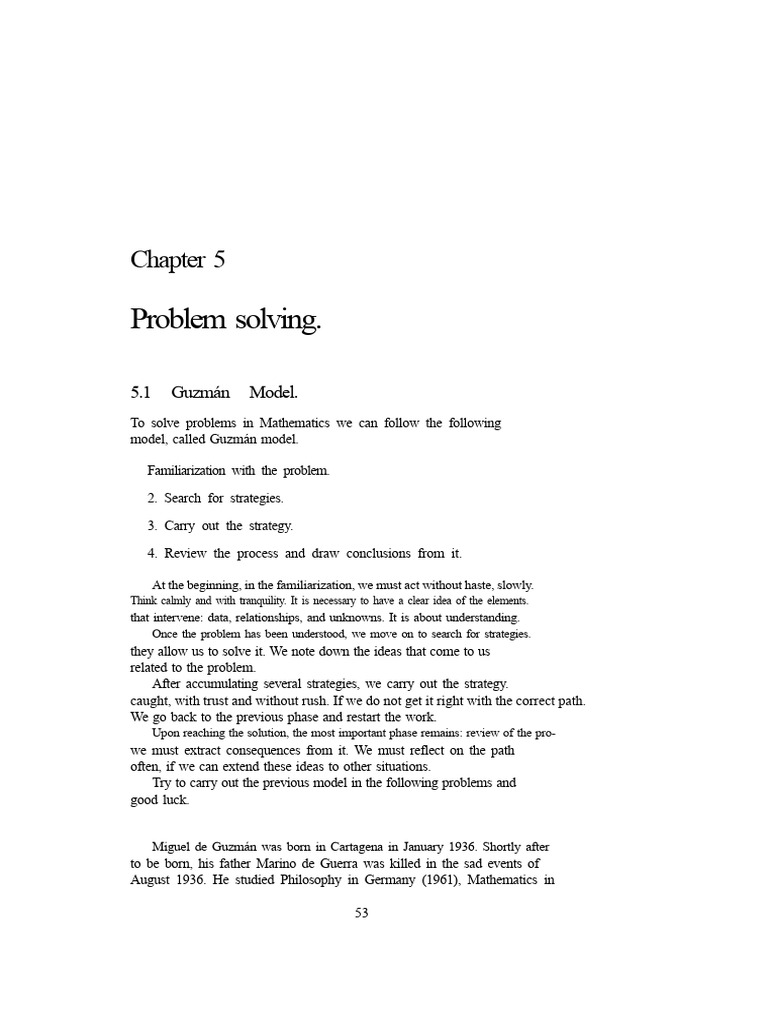 Guzmán Model for Math Problem Solving | PDF | Mathematics | Numbers