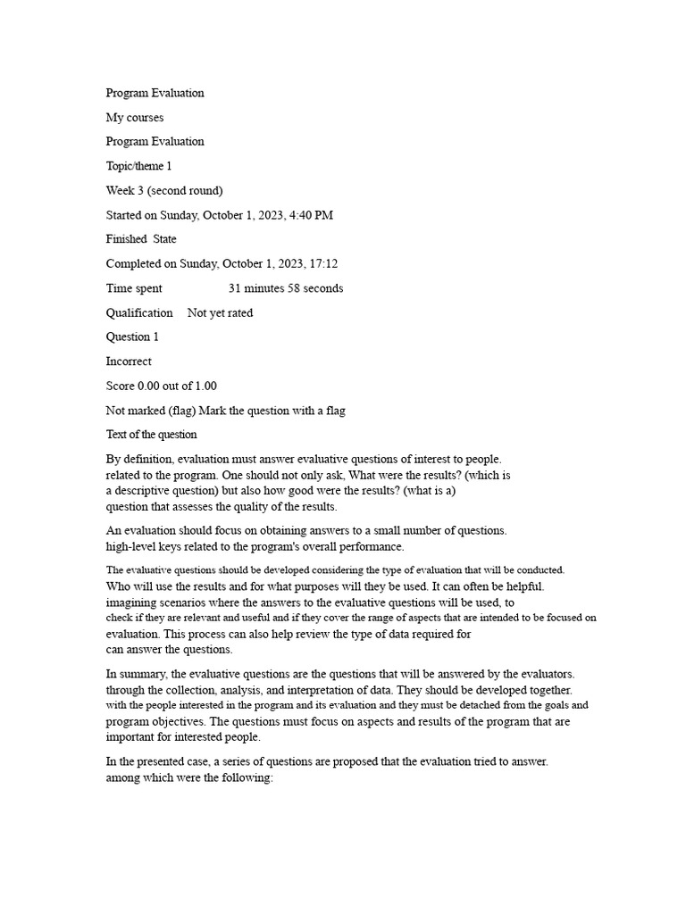 Evaluative Questions in Program Assessment | PDF | Evaluation | Program ...