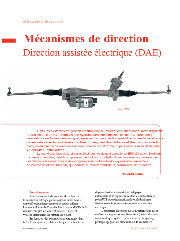 Direction Assistée Électrique : Fonctionnement et Composants | PDF ...
