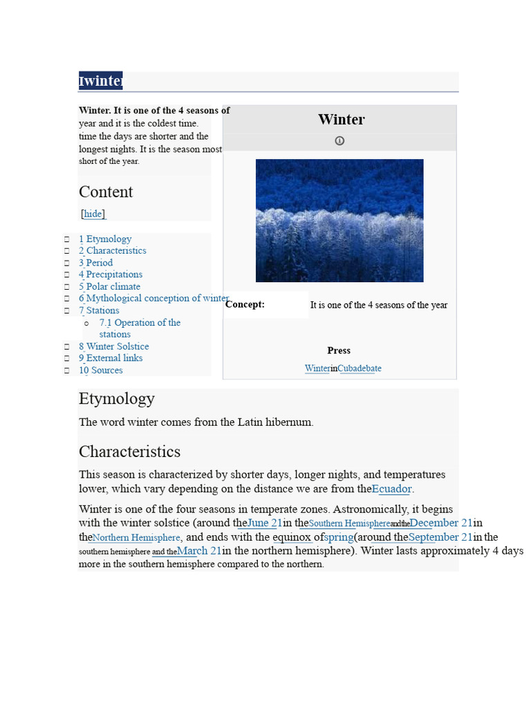 Understanding Winter: Characteristics & Myths | PDF | Winter | Physical ...