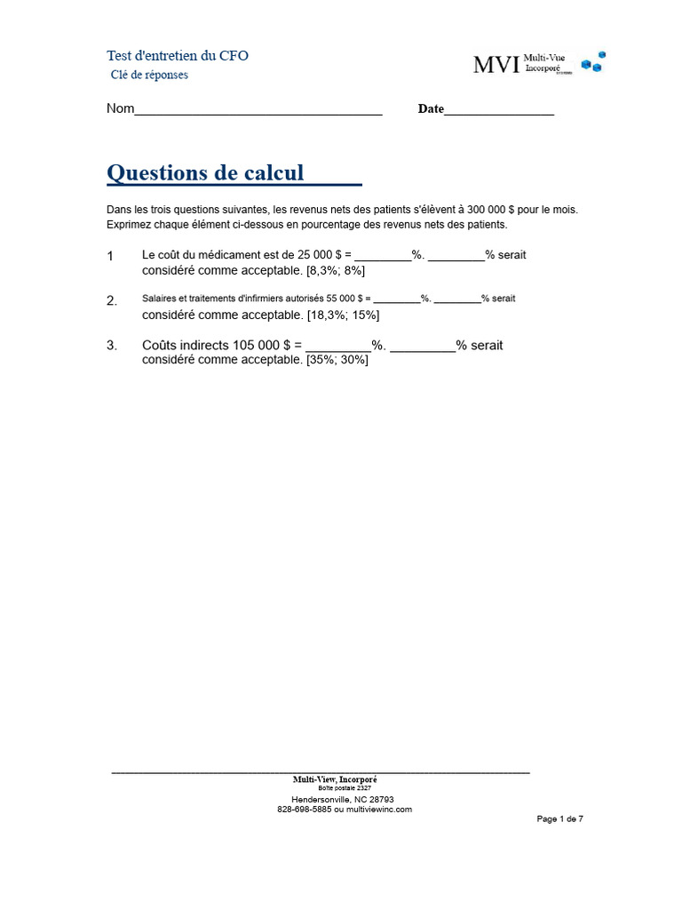 Test de Compétence CFO - Réponses | PDF | Medicare (États-Unis ...