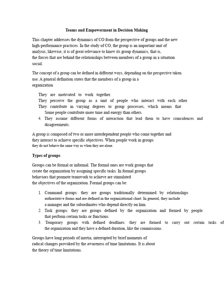 Empowering Teams in Decision Making | PDF | Leadership | Decision Making