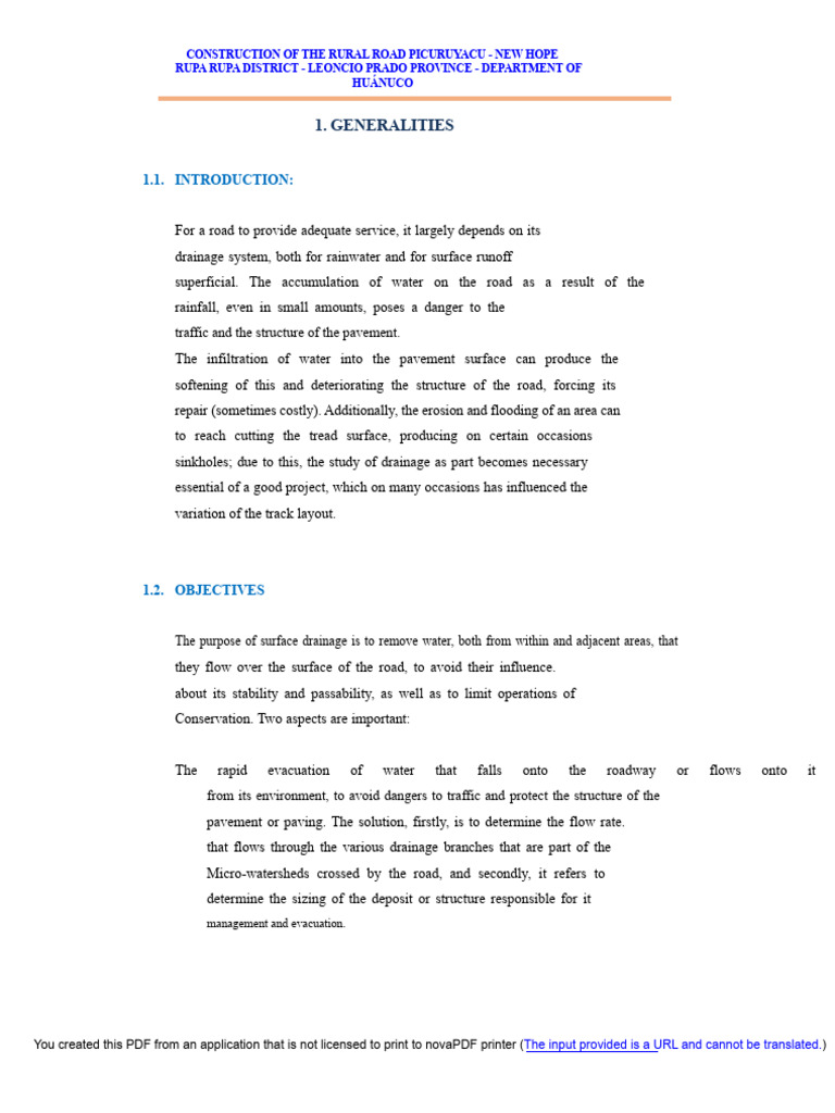 Rural Road Drainage Design Huánuco | PDF | Drainage Basin | Surface Runoff