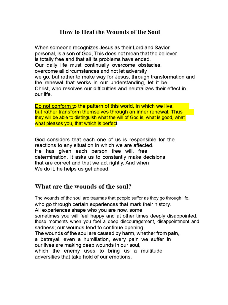 Healing the Wounds of the Soul | PDF | God | Soul