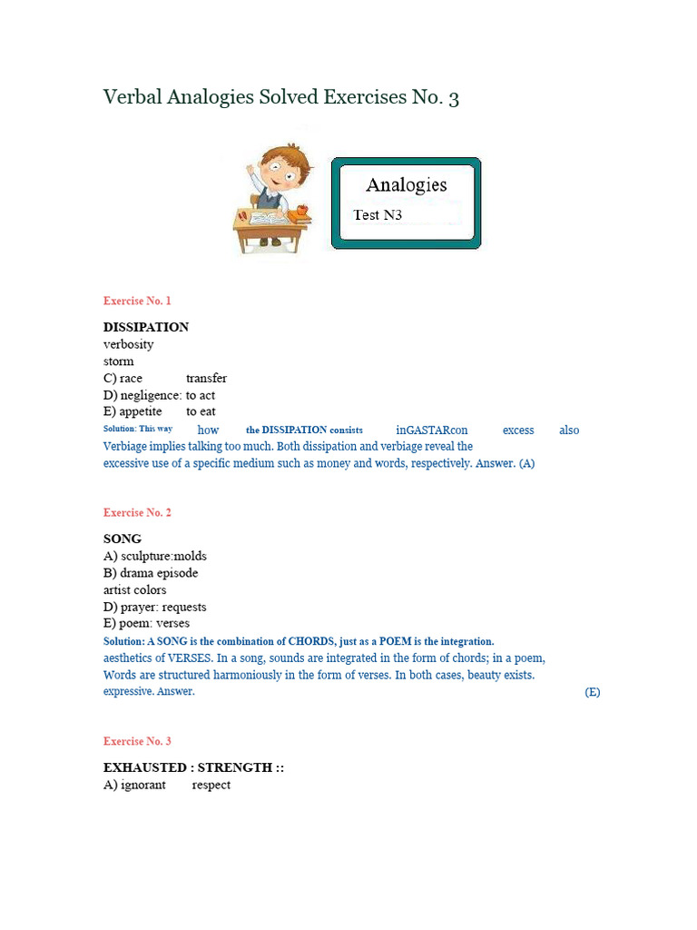 Verbal Analogies Exercises Explained | PDF | Analogy | Nuclear Fusion