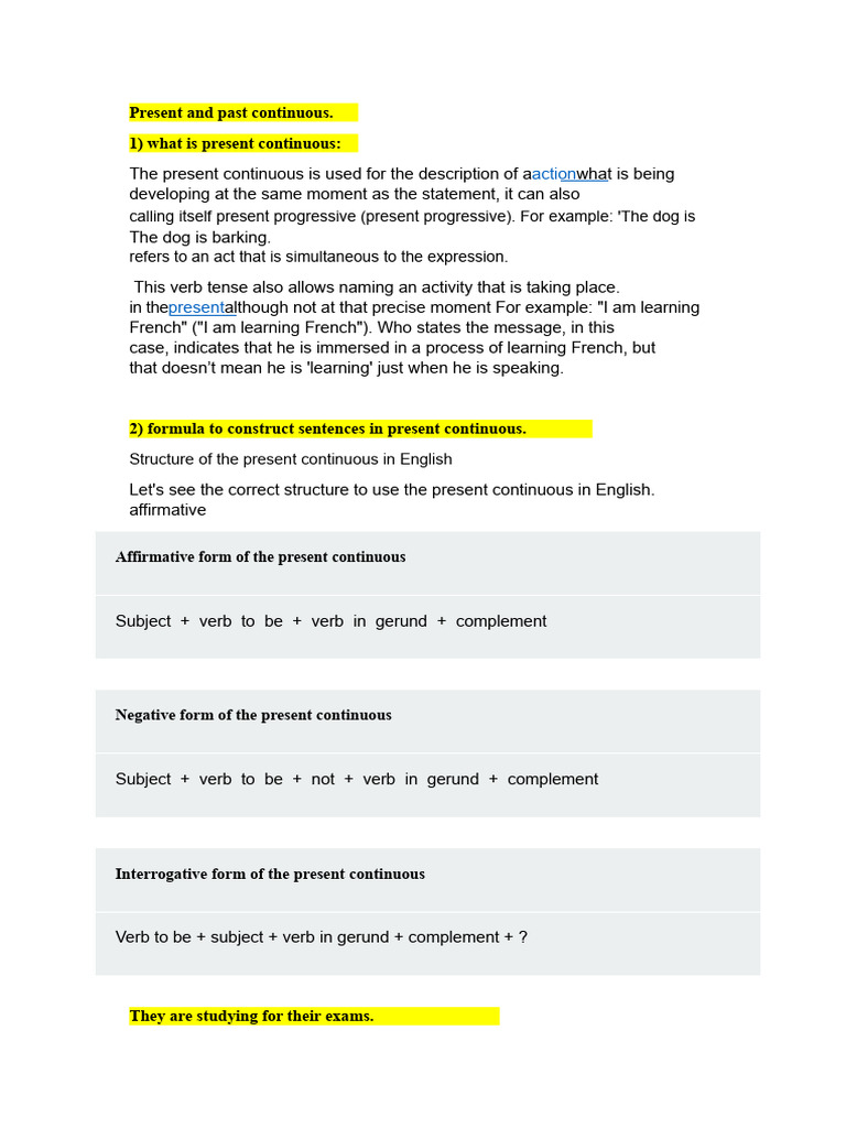 Present and Past Continuous | PDF | Verb | English Language