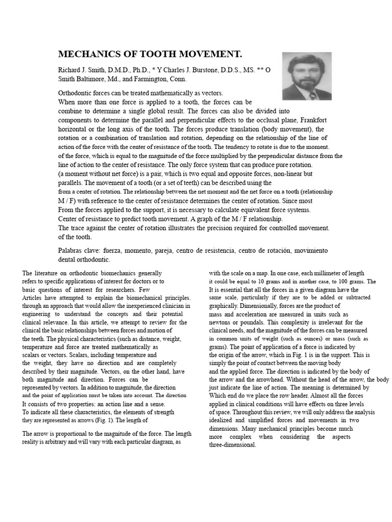 Mechanics of Tooth Movement | PDF | Force | Dental Anatomy