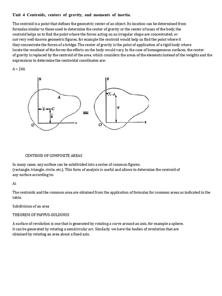 Unit 4 Centroids Centers of Gravity and Moments of Inertia | PDF ...