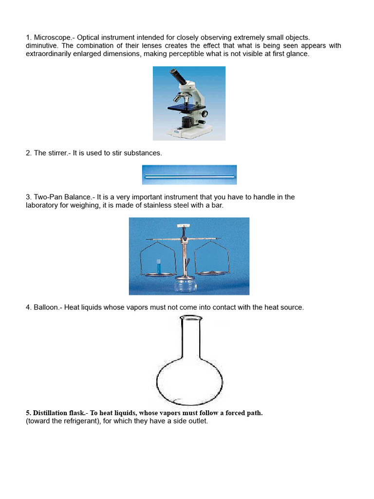 Essential Laboratory Instruments List | PDF | Glasses | Volume