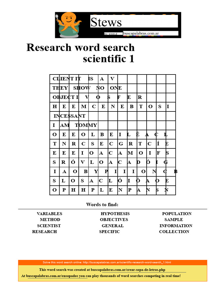 Scientific Research Word Search 1 | PDF