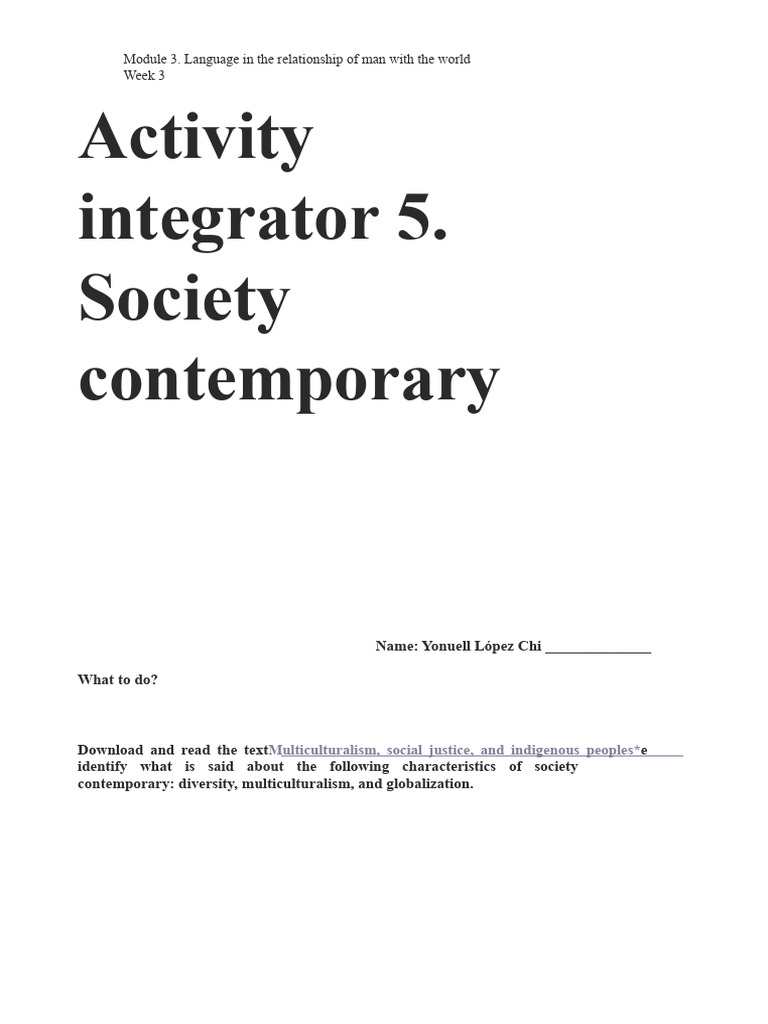 Integrative Activity 5 Module 3 | PDF | Multiculturalism | Globalization