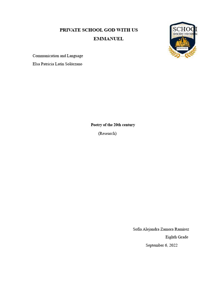 20th Century Poetry Analysis | PDF | Poetry | Modernism