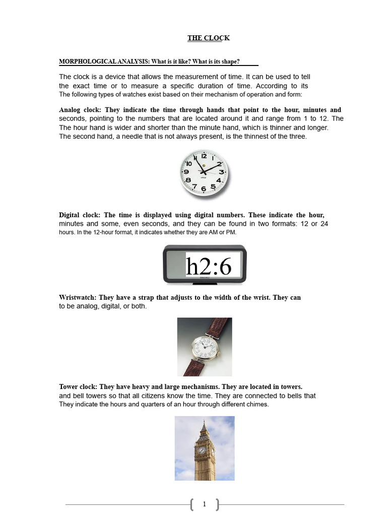 Types and Functions of Clocks Explained | PDF | Clock | Watch