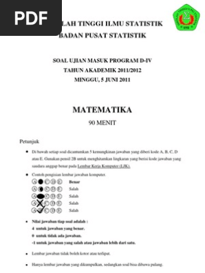 Soal Usm Stis 2011 Matematika