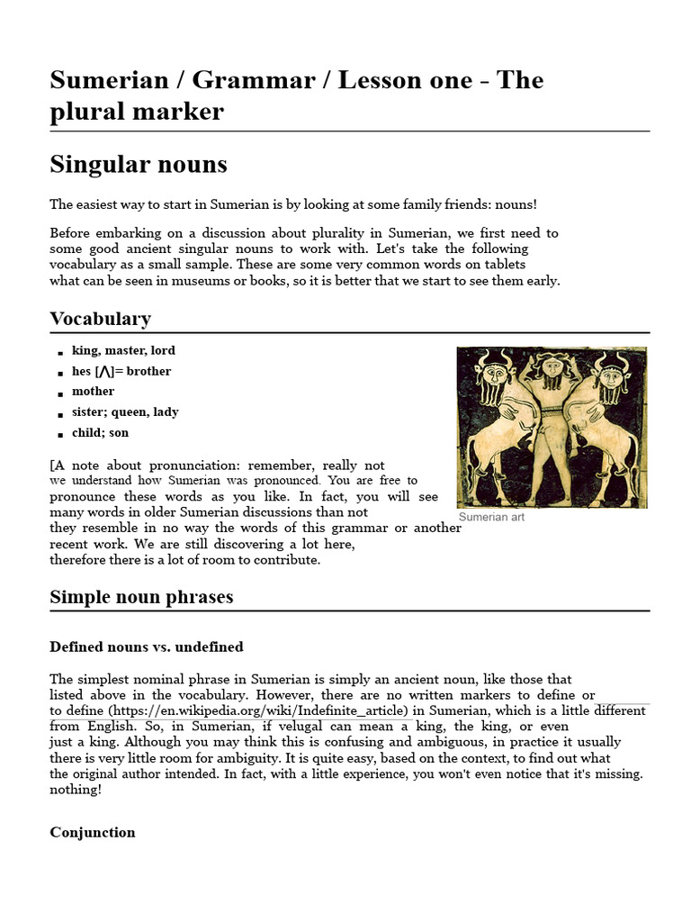 Introduction to Sumerian Grammar | PDF | Grammatical Number | Tone ...