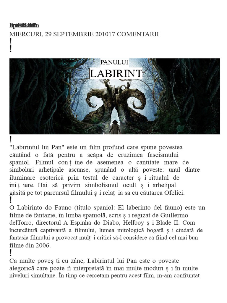 Labirintul Lui Pan PDF | PDF