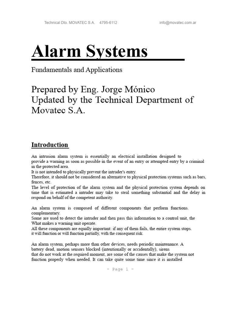 Alarm Systems: Fundamentals & Components | PDF | Rechargeable Battery ...