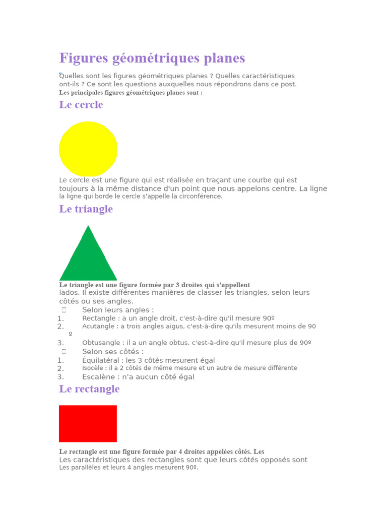 Figures géométriques planes expliquées | PDF