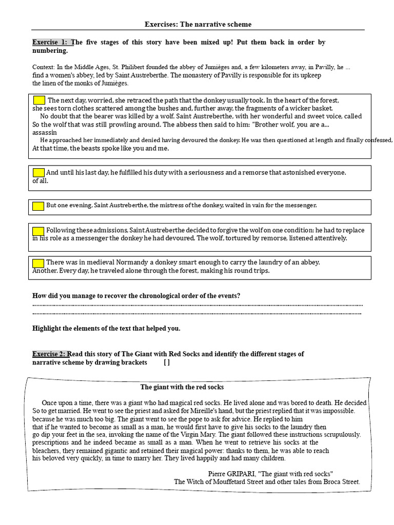 Narrative Schema Exercises | PDF | Shepherd