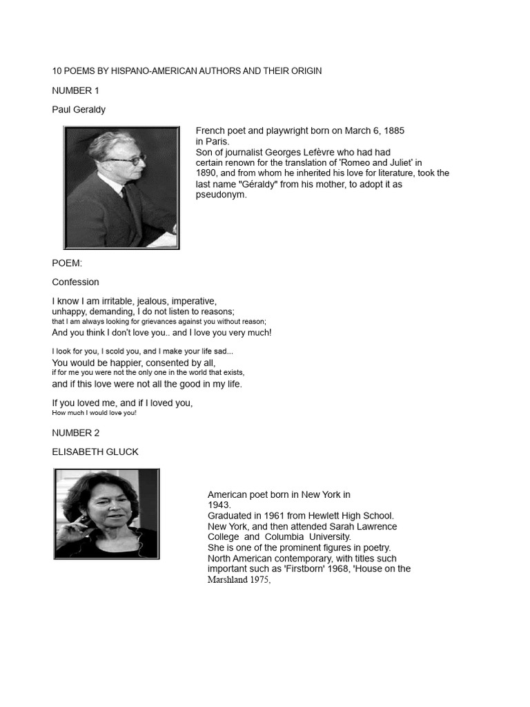 Notable Poems by Hispanic Poets | PDF