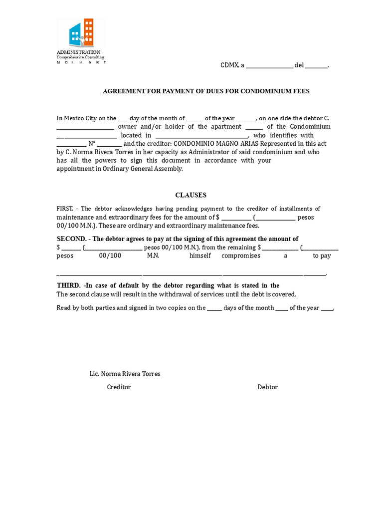 Condominium Fee Payment Agreement CDMX | PDF