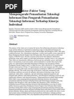 Download Analisis Faktor-Faktor Yang Mempengaruhi Pemanfaatan Teknologi Informasi Dan Pengaruh Pemanfaatan Teknologi Informasi Terhadap Kinerja Individual by Dadad Zainal SN92649763 doc pdf
