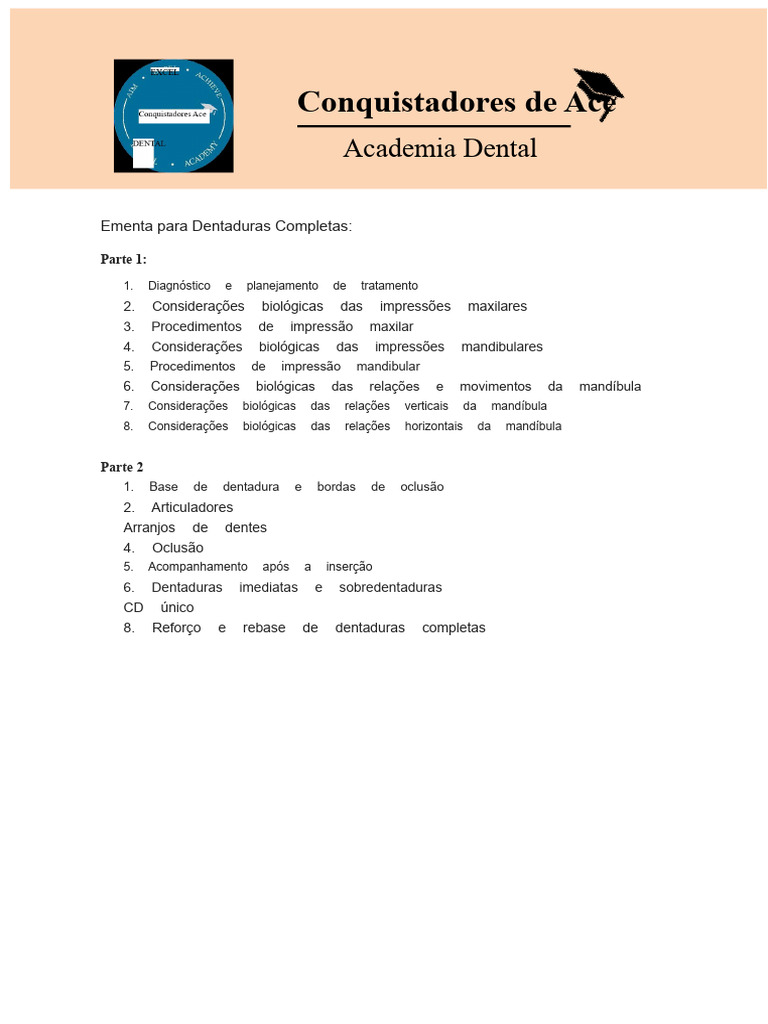 Ementa de Dentaduras Completas | PDF