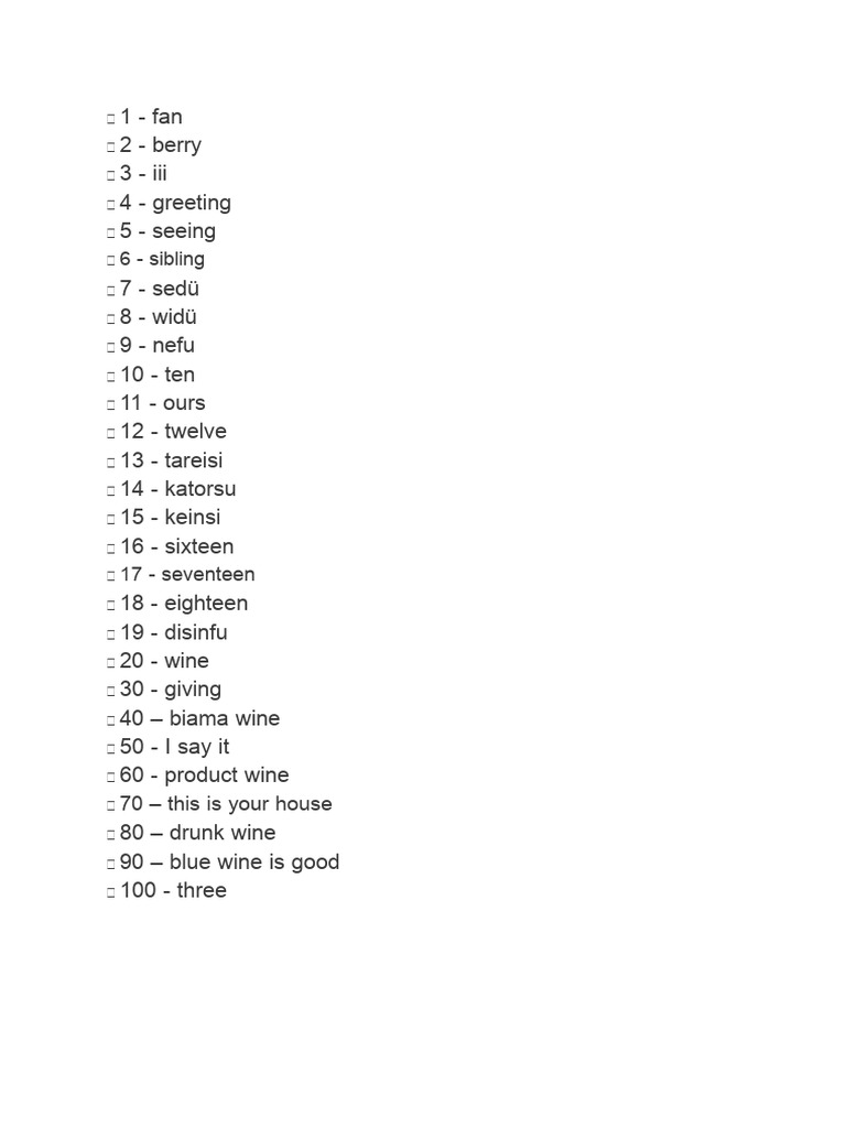 Garifuna Numbers 1 to 100 | PDF | Crops Originating From Europe ...