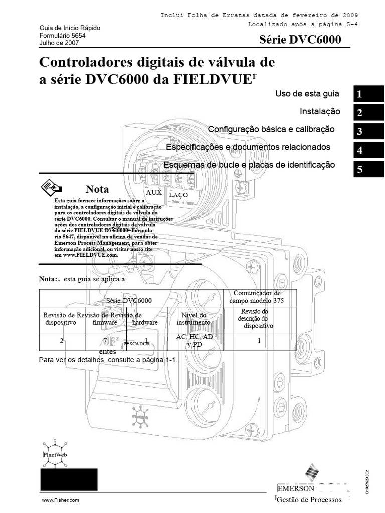 Guia de Instalação DVC6000 FIELDVUE | PDF | Armazenamento de dados de ...