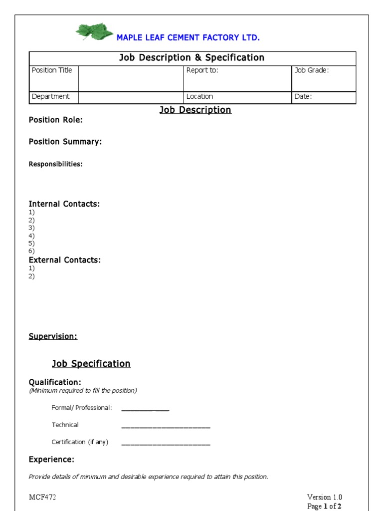 Maple Leaf Cement Job Specification | PDF
