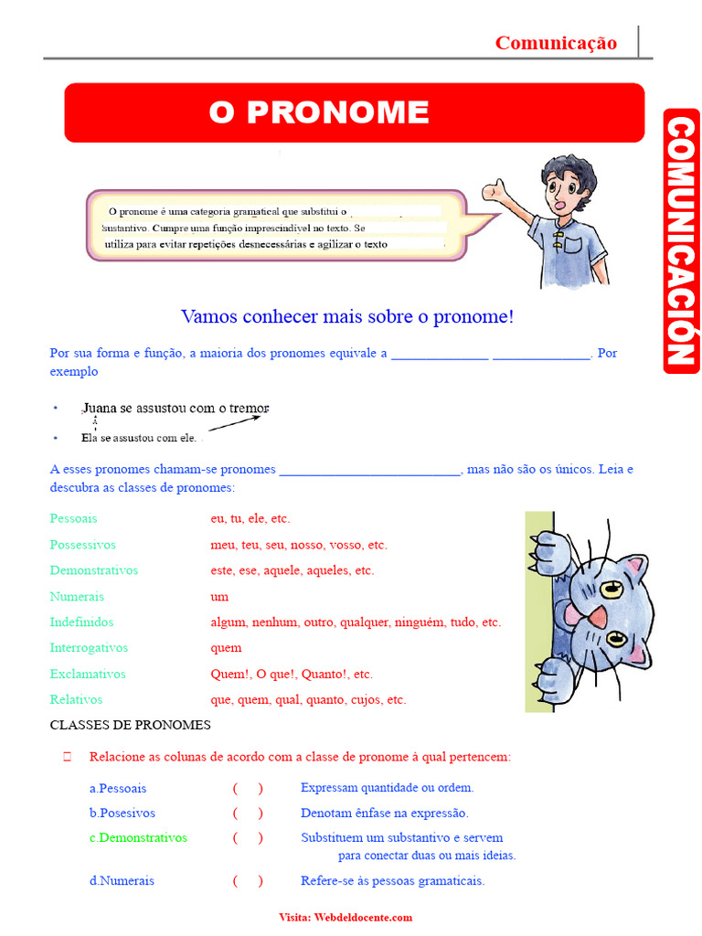 Classes de Pronomes na Língua Portuguesa | PDF | Pronome | Linguística