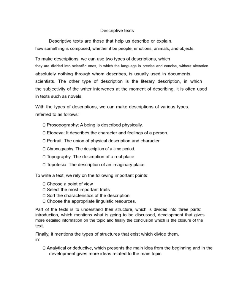 Descriptive Texts | PDF
