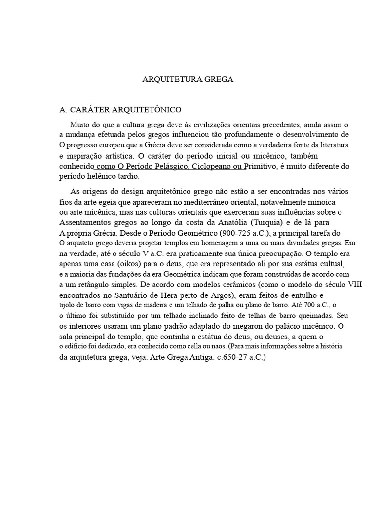 Análise Comparativa Da Arquitetura Grega | PDF | Coluna | Grécia Antiga
