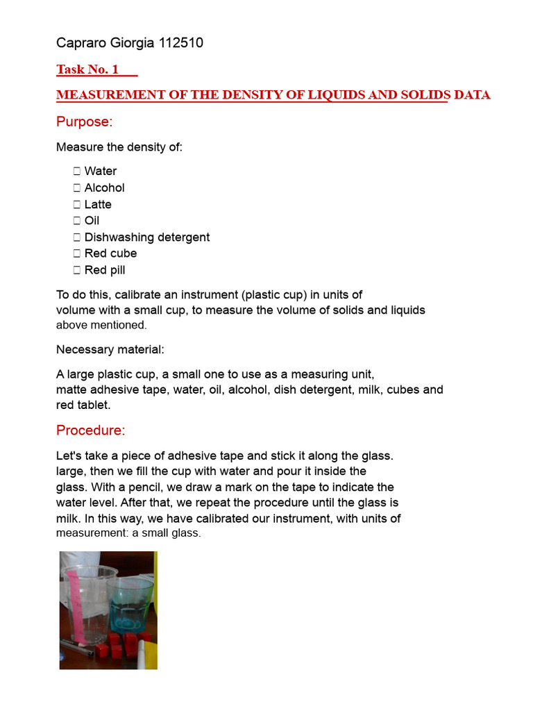 Density Measurement of Liquids & Solids | PDF | Density | Volume
