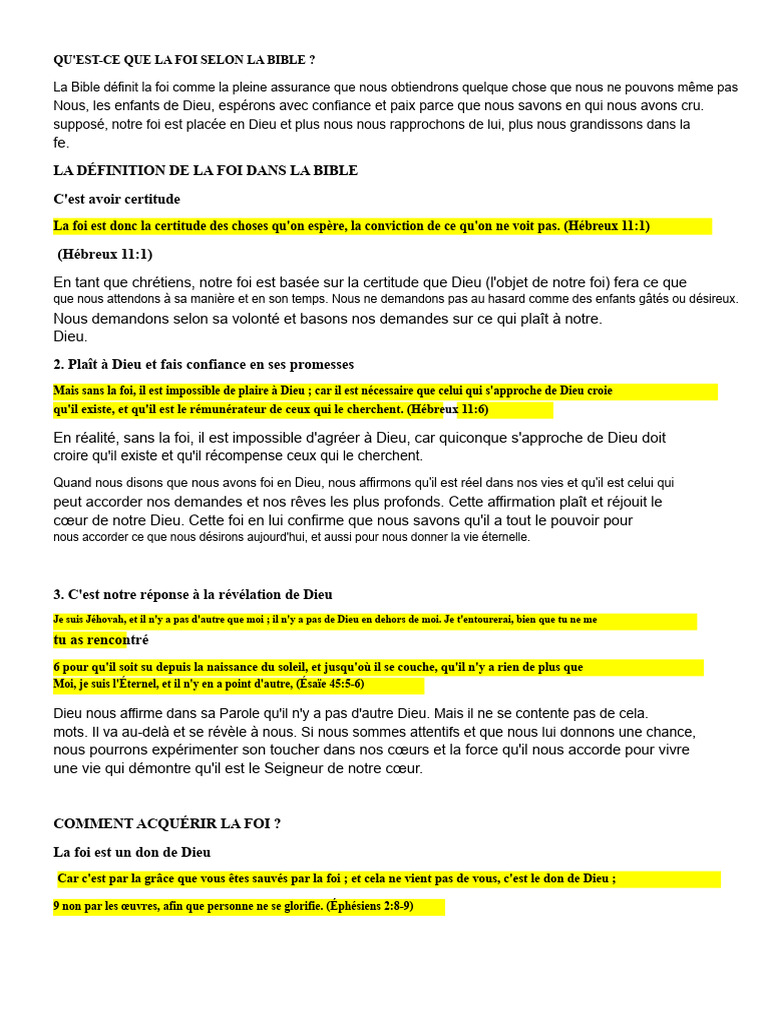 La foi selon la Bible : définition et importance | PDF | Dieu | Foi