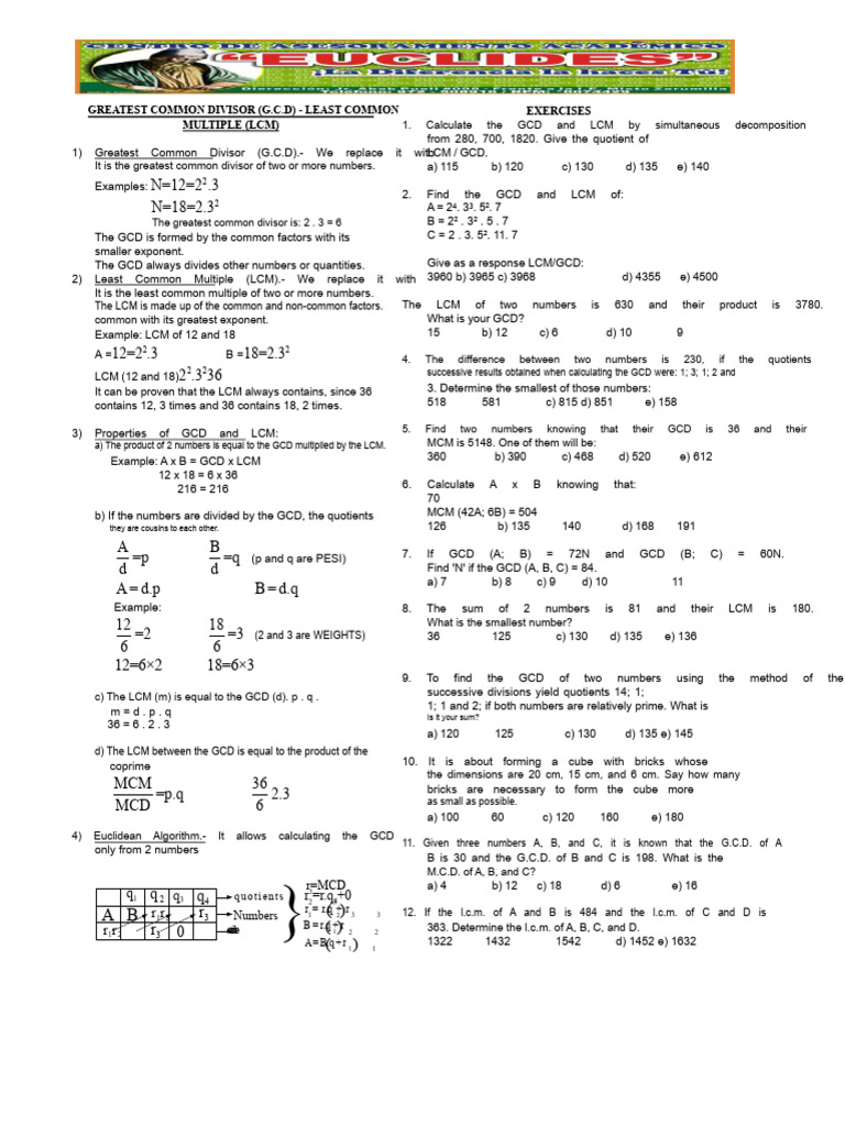 MCM - MCD | PDF | Algebra | Arithmetic