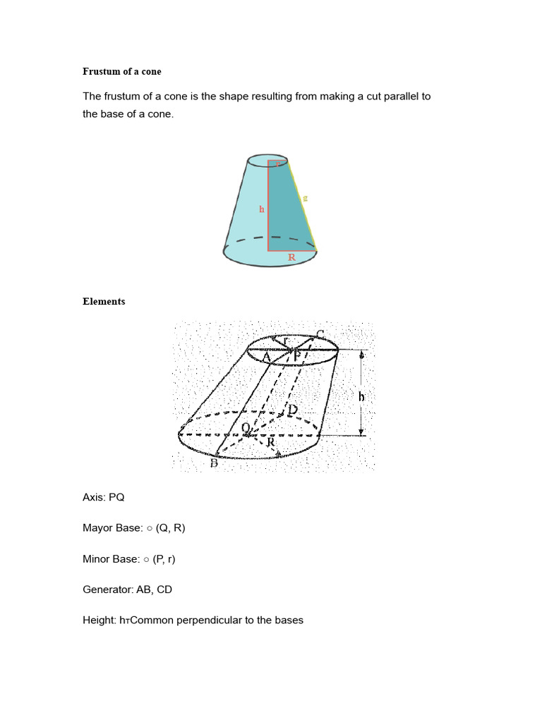 Frustum of A Cone | PDF | Area | Volume