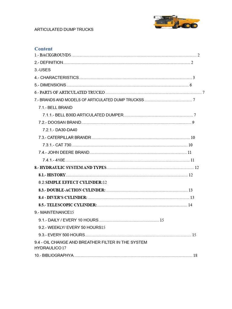 Overview of Articulated Dump Trucks | PDF | Truck | Semi Trailer Truck
